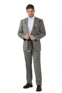 Cette image représente un costume gris anthracite pied de puce