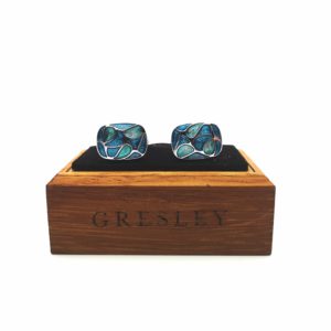 Boutons de manchettes mosaïque bleu vert