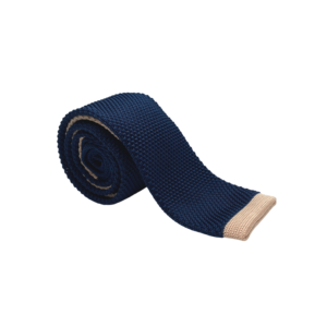 Cravate tricot bleu marine et beige