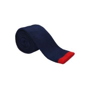 Cravate tricot bleu marine et rouge