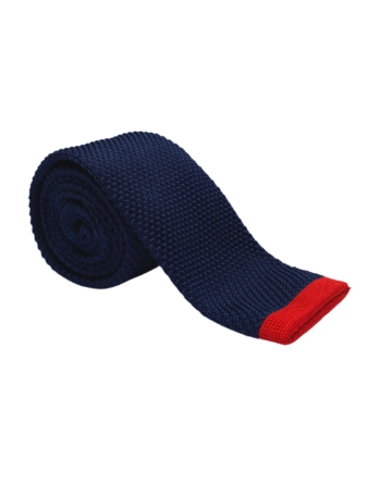 Cravate tricot bleu marine et rouge