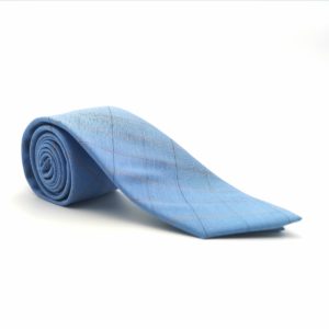 Cravate homme à carreaux bleu ciel en coton