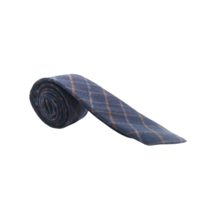 Cravate carreaux bleu cognac