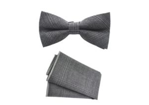 Noeud pochette gris tartan