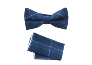 Noeud et pochette bleu tartan