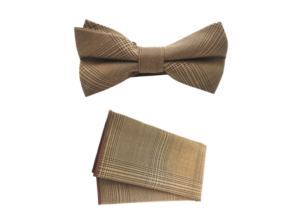 Noeud pochette camel tartan