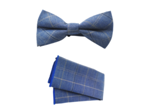 Noeud pochette carreaux bleu