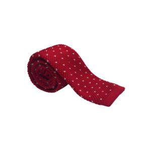 Cravate homme tricot rouge à motifs blancs