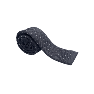 Cravate homme tricot grise anthracite à motifs blancs
