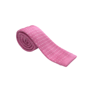 Cravate homme tricot rose à motifs blancs