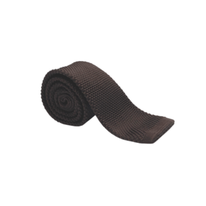 Cravate homme tricot marron brou de noix.