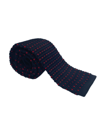 Cravate homme tricot noire à motifs rouges