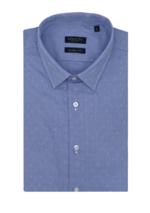 Chemise homme slim fit bleu à losange blanc