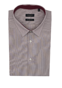 Chemise homme slim fit à mille rayures rouge et bleu