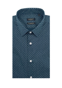 Chemise slim fit homme bleu canard à motifs fleuris