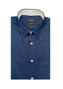 Chemise slim fit homme bleu marine à motifs