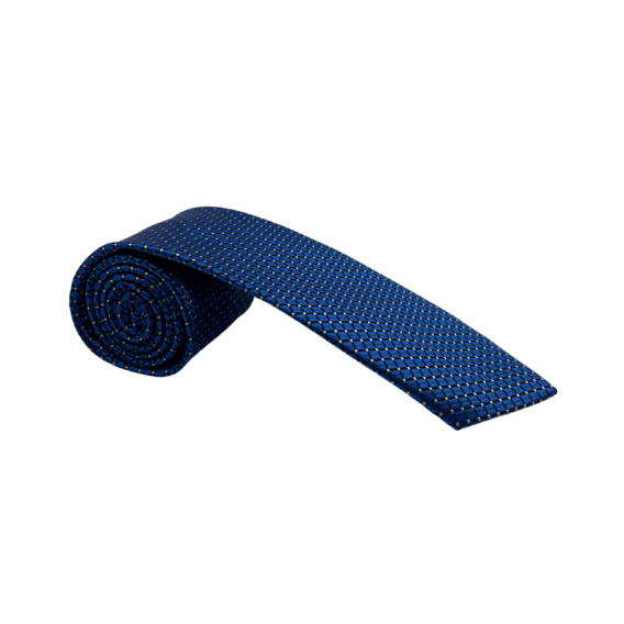 Cravate homme en soie bleu marine à motifsCravate homme en soie bleu électrique à carreaux motifs blancs