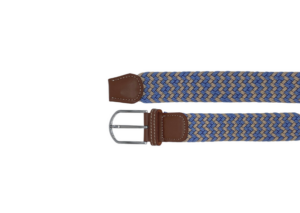 Ceinture homme tressée gold crème et bleu ciel