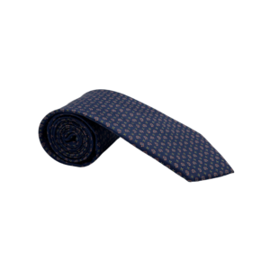 Cravate homme en soie bleu marine à motifs fleuris