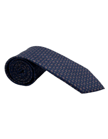 Cravate homme en soie bleu marine à motifs fleuris