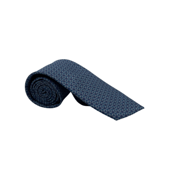 Cravate homme en soie bleu gris à motifs cotte de maille