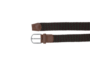 Ceinture homme tressée marron et vert foncé