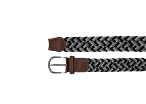 Ceinture homme tressée gris blanc et noire