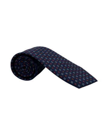 Cravate homme en soie bleu nuit à motifs fleuris