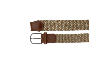 Ceinture homme tressée gold crème et blanc