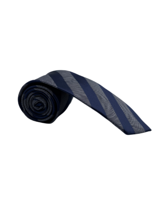 Cravate homme en soie à rayure bleu marine et grise