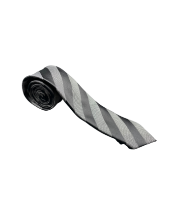 Cravate homme en soie à rayure noire et grise