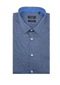 Chemise homme slim fit bleu à motif ton sur ton bleu