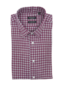 Chemise homme à carreaux rouge et gris