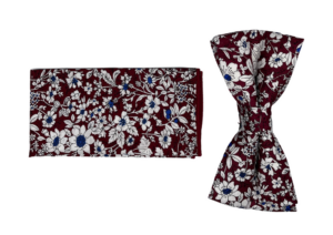 Noeud pochette liberty bordeaux