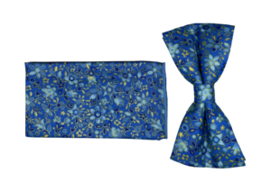 Noeud papillon et pochette de costume azure liberty