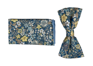 noeud papillon pochette costume bleu canard liberty