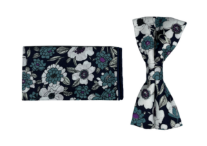 noeud papillon pochette costume bleu nuit motifs
