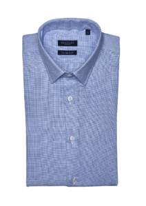 Chemise slim fit bleu natté