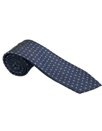 Cravate en soie bleu à points blancs