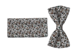 Noeud pochette liberty marron vert