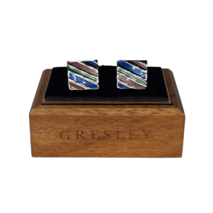 Boutons de manchettes carré marron, bleu, vert