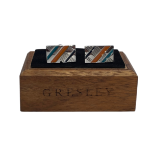 Boutons de manchettes rectangulaire turquoise, orange et noire