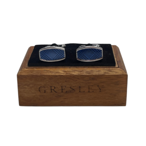 Boutons de manchettes ovale bleu