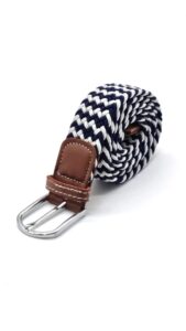 Ceinture tressée bleu marine et blanc