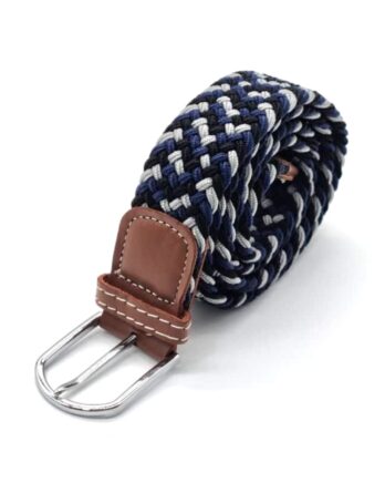 Ceinture tressée bleu noir et gris